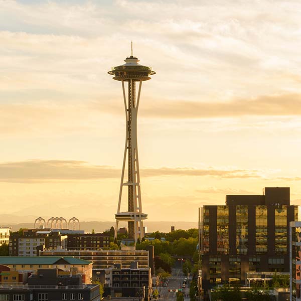 Seattle space needle at sunset