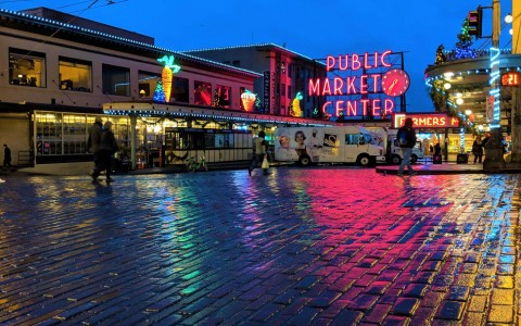 Public market center at night 
