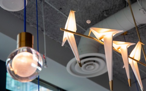 paper birds as lamps 