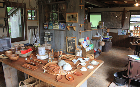 Inside of Country Barn with a variety of goods such as rice bowls on display.