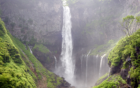 A giant waterfall at Lake Chuzenji in Tochigi Prefecture