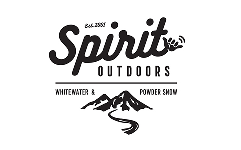 Black and white logo of Spirit Outdoors in Gifu Prefecture