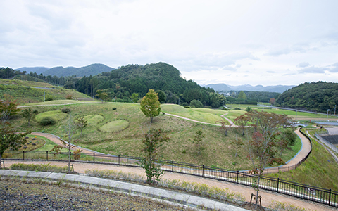 Aerial view of Shiotani Kofun Park in Kyoto