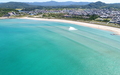 Aerial view of Hacchohama Seaside Park in Kyoto