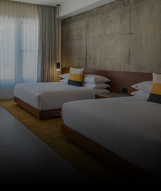 Close up of two large beds