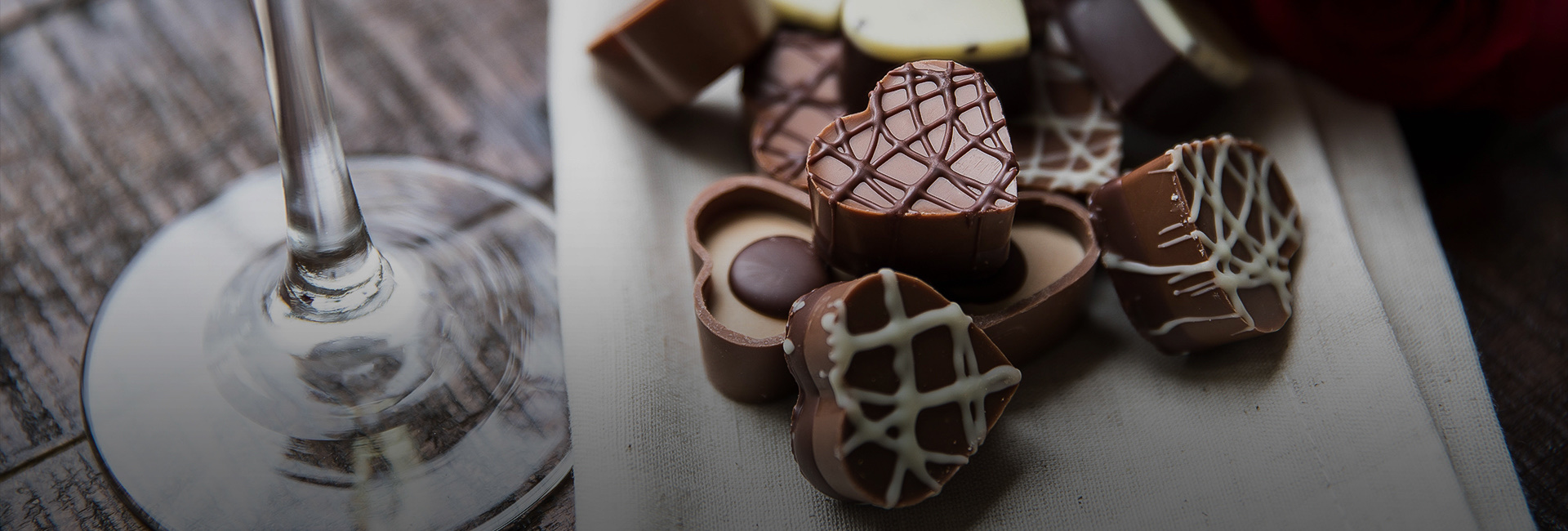 Some chocolates and a glass