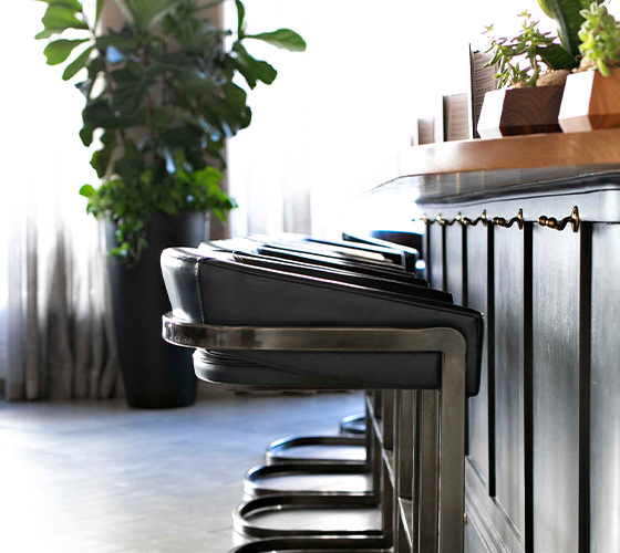 Close up of gray stools