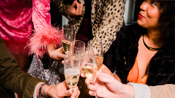 Group of friends making a toast