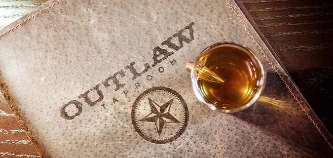 outlaw menu with drink