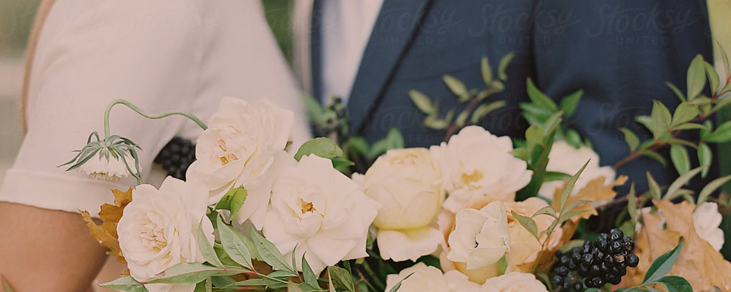 cropped view of wedding bouquet