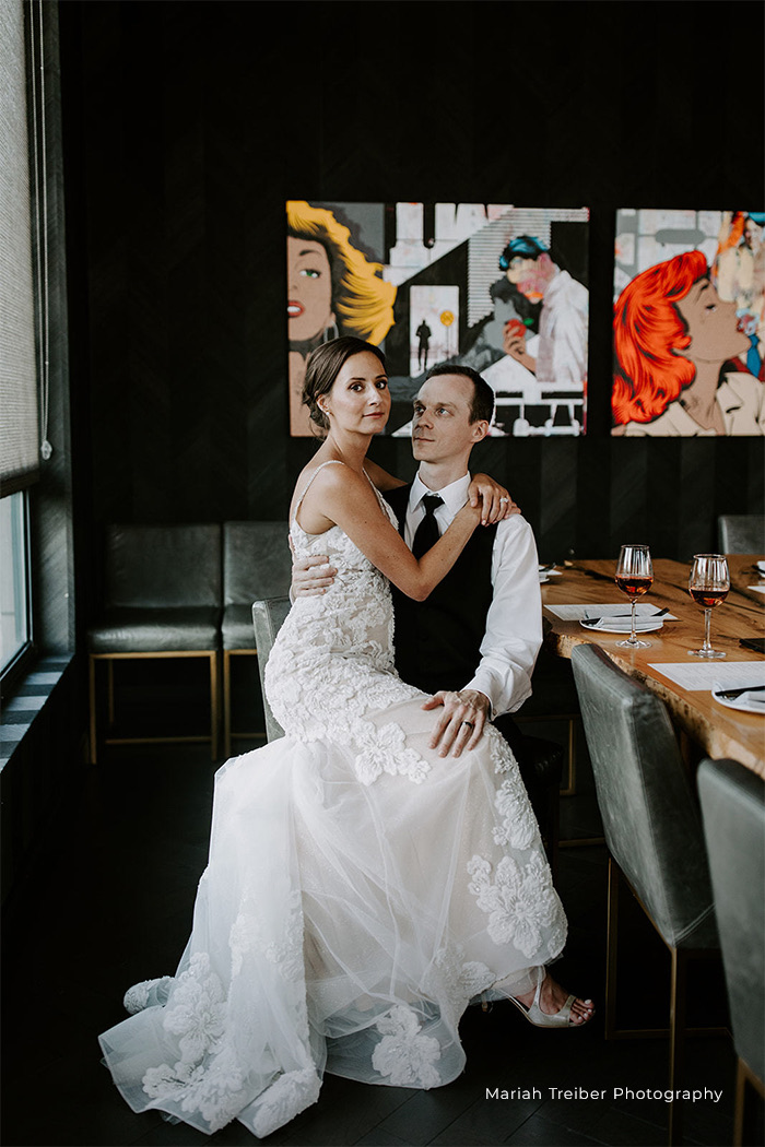 gallery couple just married on a restaurant 