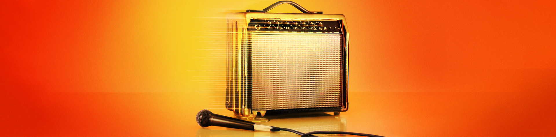view of a classic portable speaker with michophone