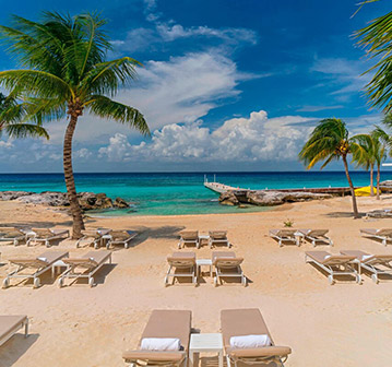 beach chairs on a sandy beach on a sunny day